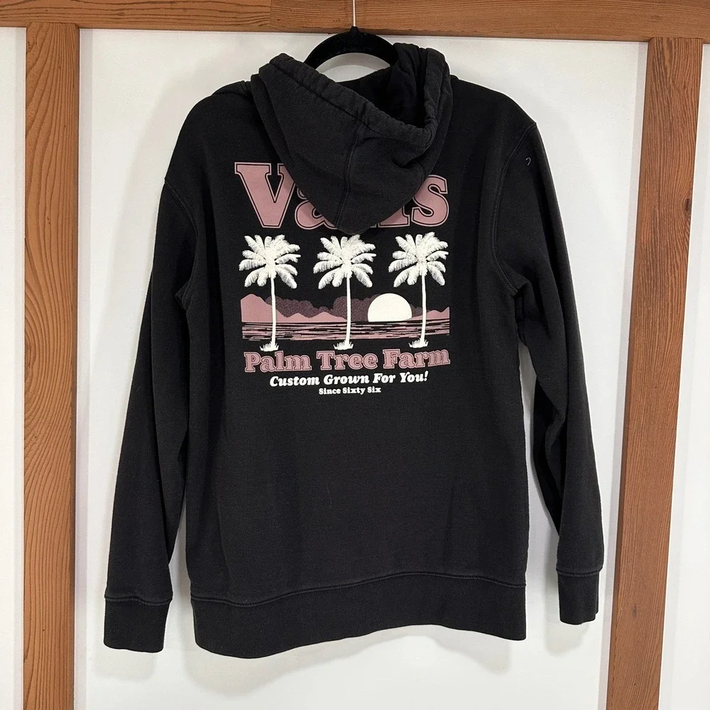 Vans Palm Tree Farm Hoodie Mens Medium‎ Black Graphic Pullover Grunge